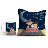 Personalised The Good Things In Life Are Better With You Print Cushions & Coffee Mug Set For Couples